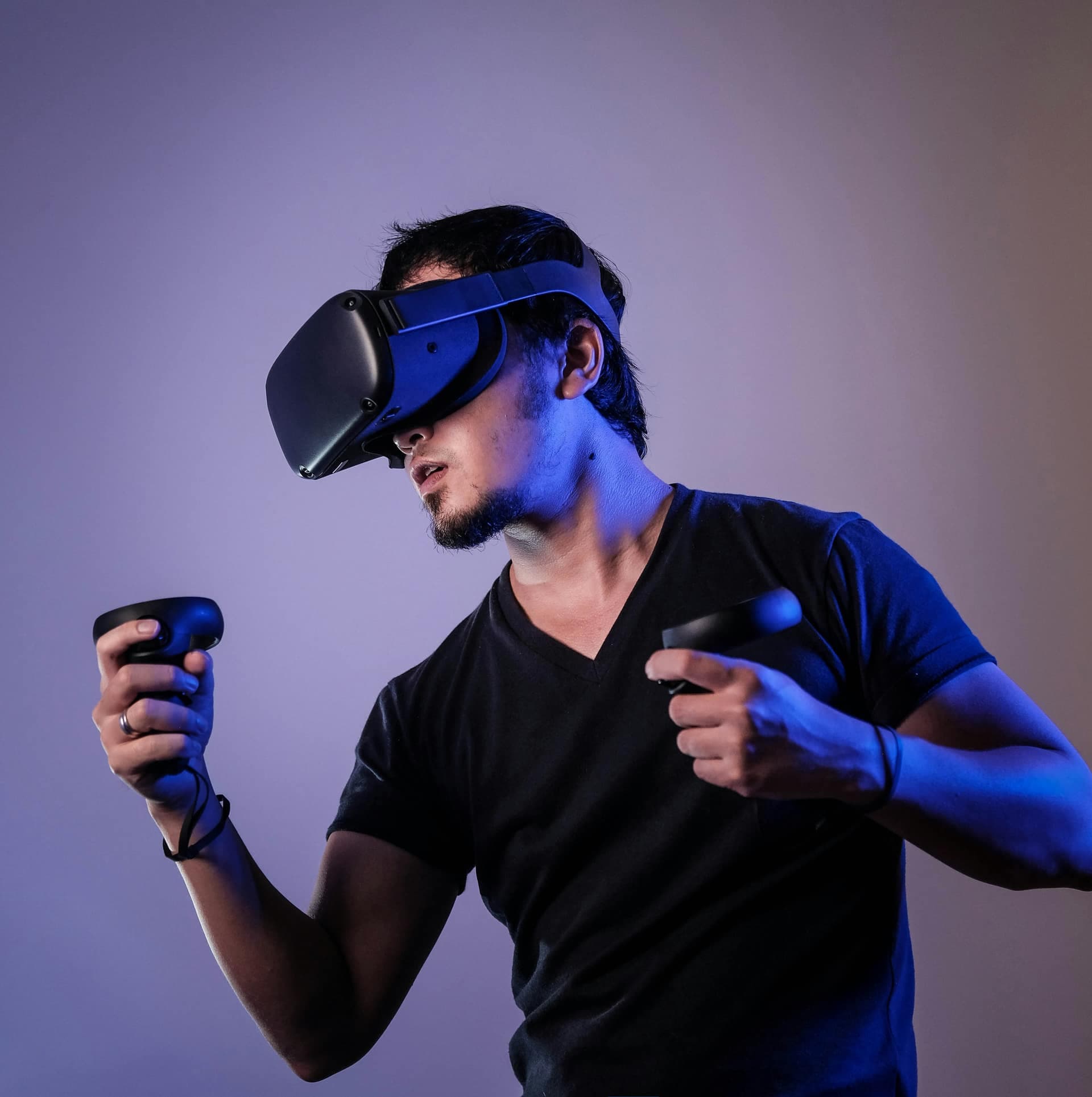 Operator wearing a VR headset during a training session